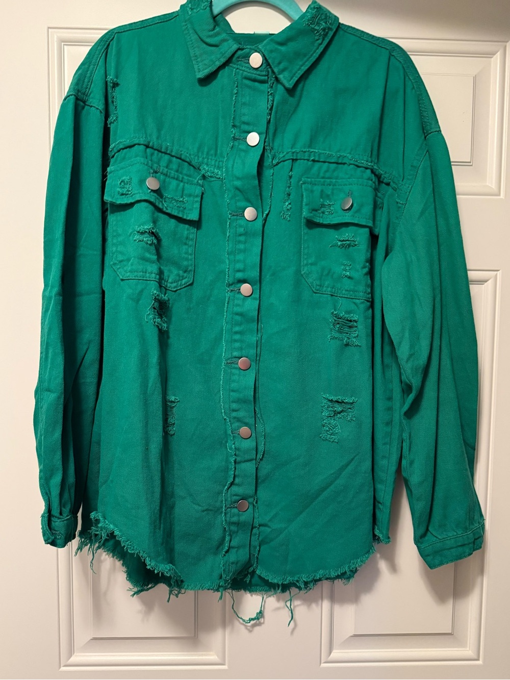 Distressed Green Women's Button-Up Jacket NWOT